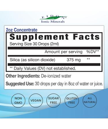 Eidon Liquid Silica Mineral Concentrate - Vegan & Gluten-Free Silica Supplement for Hair, Collagen Production - 2 Oz Bottle - Buy Online on GoSupps.com