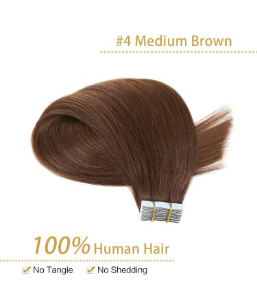 Yilite 45cm Chocolate Brown Seamless Tape-In Hair Extensions - Real Silky Straight 18 Inch 50g 20 Pieces - Buy Online on GoSupps.com