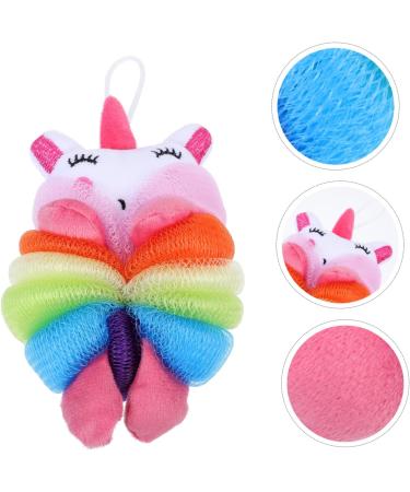 Minkissy Unicorn Shower Loofah for Kids | Bath Ball & Travel Case | Soft Scrubber & Baby Sponge | Pink Rubbing Shower Tools - Buy Online on GoSupps.com