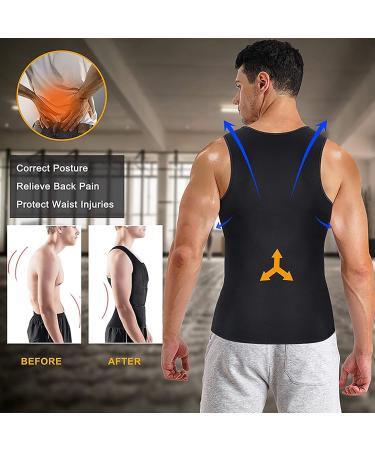 Men's Back Waist Posture Corrector - Comfortable Back Support Brace Under Clothes | XXL Black - Improve Posture & Enhance Comfort - Buy Online on GoSupps.com