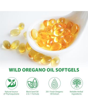 NIFEISHI Oil of Oregano with Black Seed Oil 2 in 1 6000mg Oregano Oil Capsules Organic 165mg Carvacrol Easy to Swallow Plant Based Non-GMO Gluten Free & Immune Support - 120Count - Buy Online on GoSupps.com