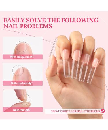 UNA GELLA XXL Long Square Nail Tips - 216 PCS Clear Full Cover Gel X Tips for Nail Salon & DIY | Extra Long No C Curve 12 Sizes - Buy Online on GoSupps.com