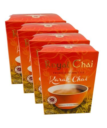 Royal Chai Royal Chai Karak Chai Unsweetened 180g (Pack of 4) - Premium Instant Tea - Karak Tea - Natural - Instant Karak Tea