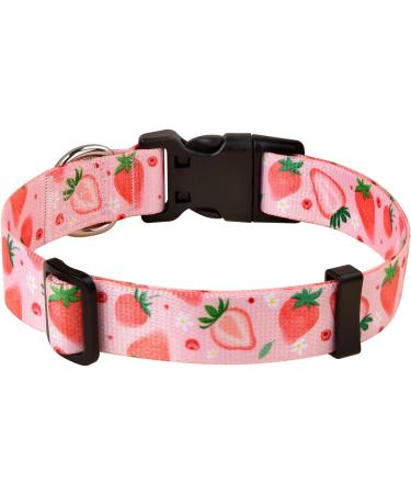 Mihqy Adjustable Dog Collar - Soft & Comfortable Bohemian Floral Design for Small Medium & Large Dogs (Strawberry L) - Buy Online on GoSupps.com