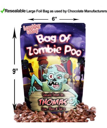 Personalised Bag Of Zombie Poo Chocolate Raisins Halloween Xmas Christmas Easter Gift Kids Birthday Party Doggy Bag - Buy Online on GoSupps.com