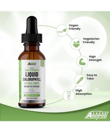 High Strength 100mg Liquid Chlorophyll Drops - 60ml for 60 Servings - 2 Month Supply - Made in UK - Buy Online on GoSupps.com