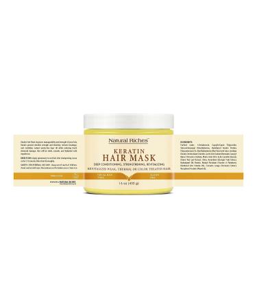 Natural Riches Keratin Hair Mask - 16 oz - Restores & Strengthens Dry, Damaged Hair - Keratin Treatment Mask for Hair - Buy Online on GoSupps.com