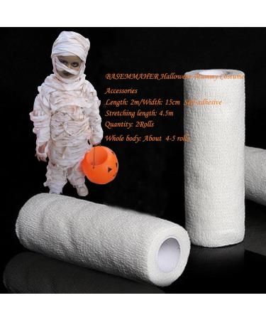 2 Rolls Halloween Mummy Bandage Wrap - Self-Adhesive White Stretch for Cosplay & Photography Props - Buy Online on GoSupps.com