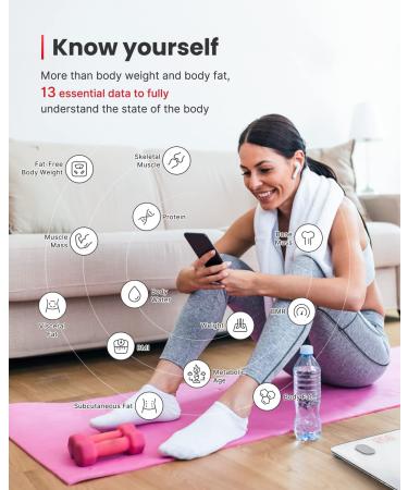 FITINDEX Smart Scale - Digital Bathroom Scale for Body Weight, Body Fat, BMI, Muscle | Bluetooth Body Composition Health Monitor - White - Buy Online on GoSupps.com