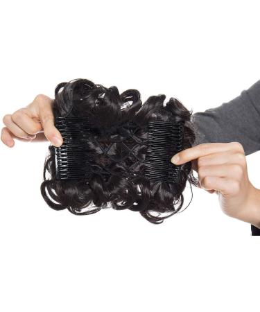 Dark Brown Messy Curly Wavy Hair Bun Extension - Clip in Comb Updo Chignon - Buy Online on GoSupps.com