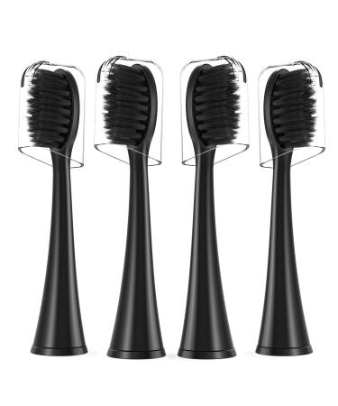 Toothbrush Replacement Heads Compatible with Burst Sonic Electric Toothbrush - Soft Bristles Brush Heads for Deep Cleaning and Teeth Whitening Black