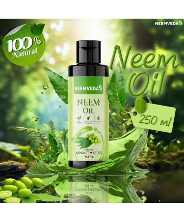 Neemveda Virgin Neem Oil Cold Pressed Pure Natural Unrefined Vegan - for Hair Skin Nail Scalp Body Multi-Use Oil for Garden - Plants - Home & More 250 ml - Buy Online on GoSupps.com