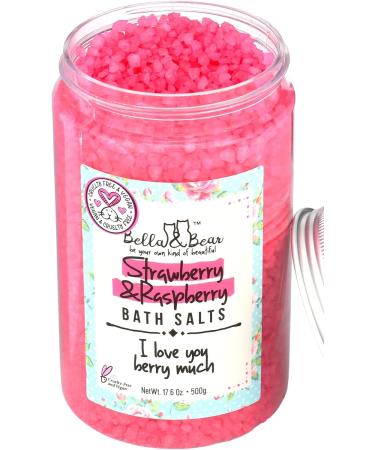 Bella & Bear Strawberry & Raspberry Bath Salts 17.6oz | Detox Foot Soak with Fruity Scent - Buy Online on GoSupps.com