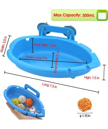Mygeromon Small Bird Bath for Cage - Hanging Tub Bowl for Parrot/Parakeets/Cockatiels - Blue Birdbath Shower Option - Buy Online on GoSupps.com