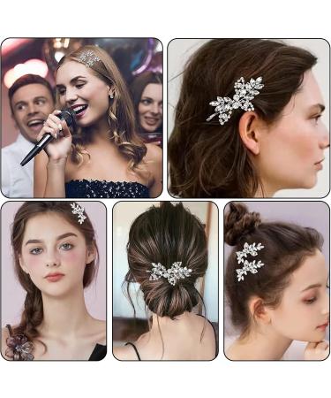Diamante Hair Clips for Women Silver Hair Clips Bridal Hair Clip Leaf Wedding Hairpin Girls Hair Barrettes Wedding Hair Clips Valentine's Day Birthday Gifts - Buy Online on GoSupps.com