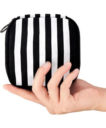 GIAPB Period Bag - Sanitary Napkin Storage & Makeup Pouch, Black & White Stripe Design - Buy Online on GoSupps.com