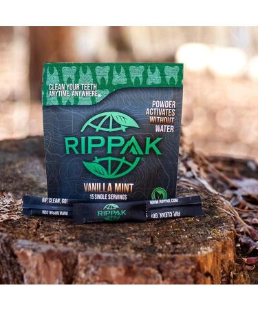 RipPak Vanilla Mint Teeth Cleaning Powder - Organic Single Serving for On-The-Go | Travel-Friendly & Waterless | Made in USA | Ideal for Camping, Work, Military, and Smokers - Buy Online on GoSupps.com