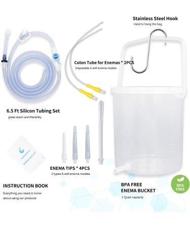 Topquafocus Large Enema Bucket Kit - Anti-backflow Enema Kit for Colon Cleansing - 11oz Capacity with 5 Tips - Men and Women Detox Enemas - Buy Online on GoSupps.com