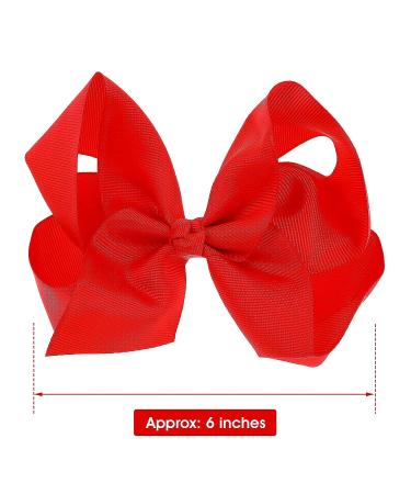 Red Ribbon Hair Bows Clips - 2 PCs 6 Inch Ponytail Holders for Girls and Women - Cheerleading & Holiday Hair Accessory - Buy Online on GoSupps.com