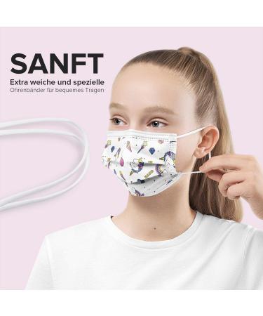 HARD 50 Disposable Face Masks Made in Germany | CE Certified | Small Size Unicorn Design | Triple Layer Filtration | 99.78% Filtration Efficiency - Buy Online on GoSupps.com