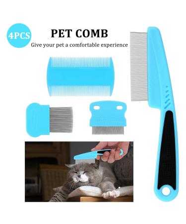 Cobee Dog Flea & Lice Comb Set - 4-Piece Light Blue Pet Care Tools for Dogs & Cats - Tear Stain Remover & Fine Tooth Combs - Buy Online on GoSupps.com
