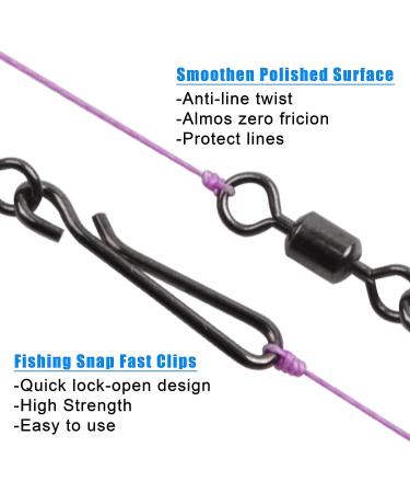 Fishing Swivels Snaps Kit - 60/200pcs Quick Clips Barrel Snap Swivel Rolling Swivel for Freshwater Saltwater Trolling Fishing - Fishhooks Connector 8#-60pcs - Buy Online on GoSupps.com
