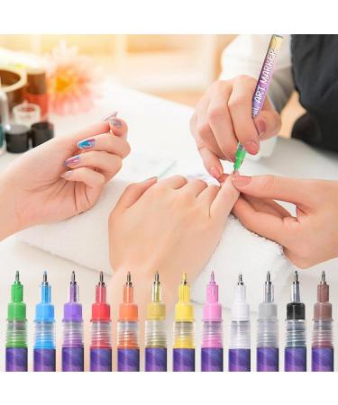 12-Color Nail Art Pen Set DIY Nail Art Design Pens Quick-Drying Smudge-Proof Lining Gel Nail Artist Markers Waterproof Nails - Buy Online on GoSupps.com