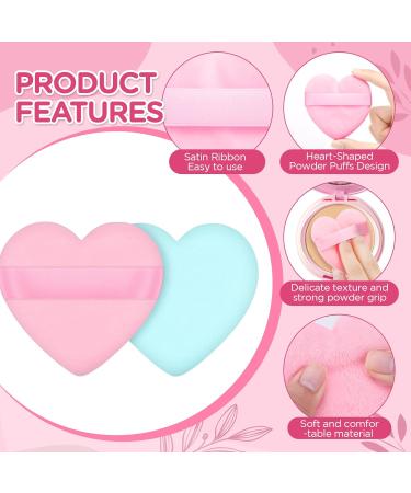 PROUSKY 2 Pieces Heart-Shaped Powder Puffs Powder Puffs Soft Makeup Velour Puff Cotton Mini Powder Puff for Pressed Powder Loose Powder Cosmetic Mineral Powder Wet Dry Makeup (Pink & Light Green) - Buy Online on GoSupps.com