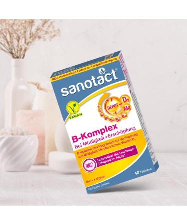 Sanotact B Complex + Magnesium + Vitamin D3 | High-Dose Vegan B Vitamins | 40 Tablets for Energy & Wellness - Buy Online on GoSupps.com