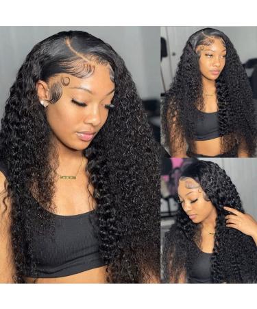 Water Wave 13x4 HD Transparent Lace Front Human Hair Wig 22 Inch Natural Black Color - Brazilian Virgin Hair, Pre Plucked with Baby Hair - 180% Density for Women - Buy Online on GoSupps.com