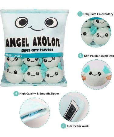 HXPLN Cute Snack Pillow Axolotl Plush Doll - Kawaii Pudding Cushion Gift for Kids - 6 Blue Axolotls Included - Buy Online on GoSupps.com