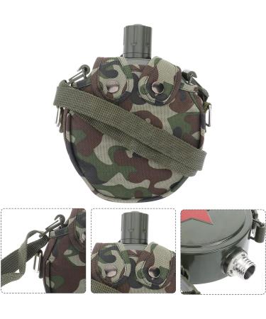 Angoily Stainless Steel Military Canteen with Compass - Compact Outdoor Hiking Kettle Cover - 17x13cm, Green - Buy Online on GoSupps.com