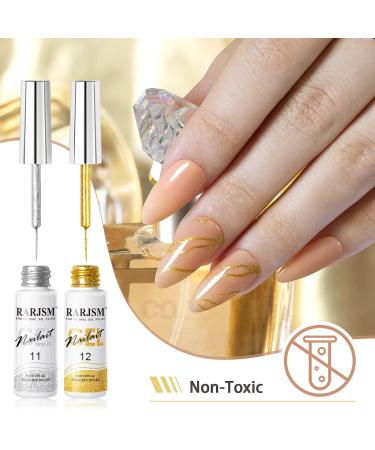 Silver Gold Glitter Gel Nail Art Liner Set - 2Pcs | Soak off Curing, 8ml, Thin Brush | DIY Nail Decoration - Buy Online on GoSupps.com