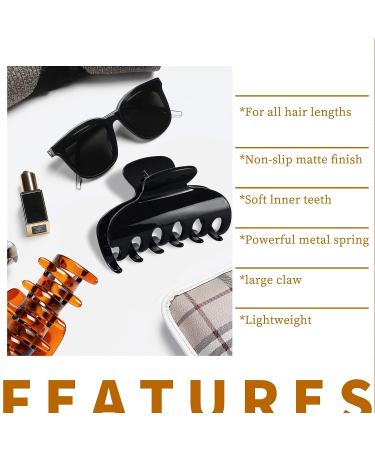 Vsiopy 3.5 Inch Strong Hold Hair Claw Clips for Women - Nonslip Big Tortoise Hair Clips (4 Packs) - Buy Online on GoSupps.com