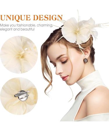 Lurrose 1PC Fascinator Hair Clip Fascinator Hair Pin Hair Clip Fascinator Hair Accessories for Women Wedding Tea Party Hat Beige - Buy Online on GoSupps.com