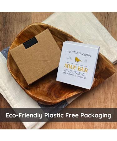 Yellow Bird Natural Charcoal Soap Bar for Face & Body - Acne & Sensitive Skin - Lavender Lemongrass - 4.5 oz - Buy Online on GoSupps.com