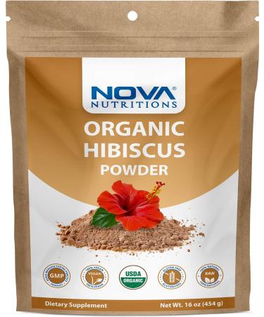 Nova Nutritions Certified Organic Hibiscus Flower Powder 16 OZ (454 Gram)