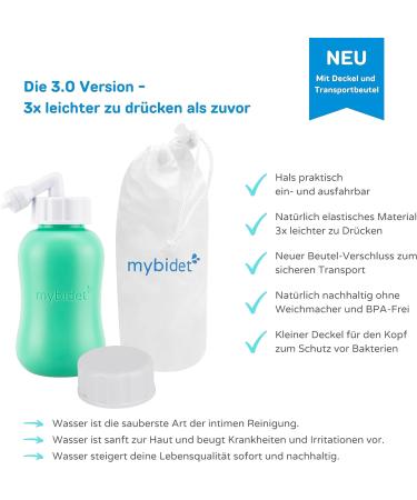 Shop MyBidet 3.0 Po Shower - Intimate Travel Shower with Bag & Lid | Ocean Mint - Perfect for Puerperium & Relief - Buy Online on GoSupps.com