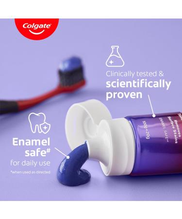 Colgate Visible White Purple Toothpaste Teeth Whitening Toothpaste Whitens Yellow Teeth Enamel-Safe Daily Use (2 Pack 100g+20g/3.5oz+0.7oz) - Buy Online on GoSupps.com
