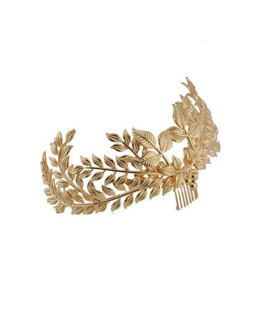 Eseres Gold Leaf Hair Crown Wedding Hair Jewelry with Combs for Women