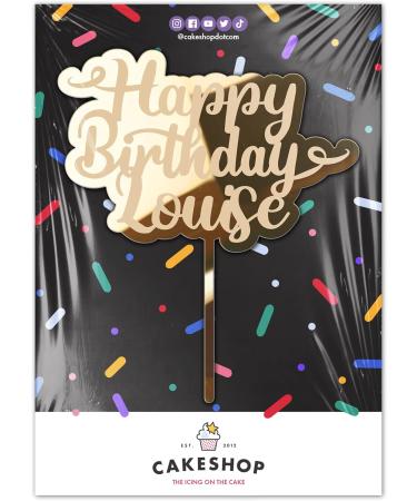 Cakeshop Cake Decoration Pack | Happy Birthday Premium 3mm Mirror Acrylic Plastic Cake Topper Sign & 25g Party Pack of Cake Sugar Sprinkles | Custom Name Cake Decorations (Gold) Non-Prime Mirror Acrylic: Gold - Buy Online on GoSupps.com