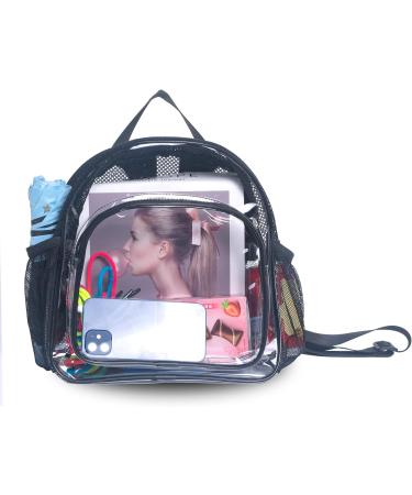 Higuyst Small Clear Backpack for Women - Stadium Approved Mesh Clear Bag for Beach, Pool, Sports Games, Gym, Travel - Black - Buy Online on GoSupps.com