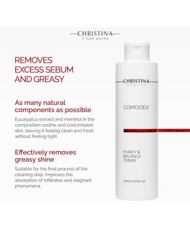 Christina Comodex Purify & Balance Toner 300ml | Skin Clarifying Facial Toner for Oily Combination & Normal Skin | Minimizes Pores Clears Acne Reduces Excess Sebum - Buy Online on GoSupps.com