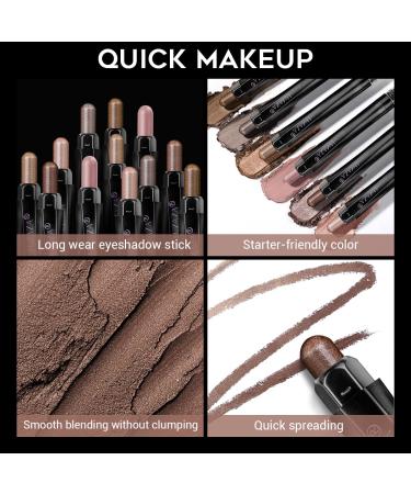 LUXAZA 6 PCS Neutral and Brown Metallic Eyeshadow Stick Set - Waterproof & Long Lasting Cream Eyeshadow Pencil Crayon in Champagne Shade - Eye Brightener Stick Highlighter Makeup Pro - B01-Brown Neutral - Buy Online on GoSupps.com