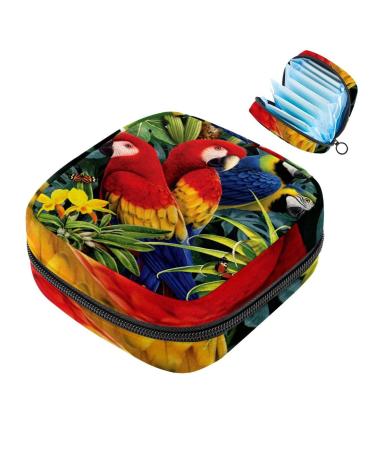 Parrots in the jungle women's bandages Storage bag Seautable period pocket for women teenage girls menstrual cup pocket pocket breastfeeding pad holder