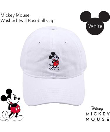 Disney Mickey Mouse Embroidered Dad Hat - White Washed Cotton, Adjustable and Curved Brim - Buy Online on GoSupps.com