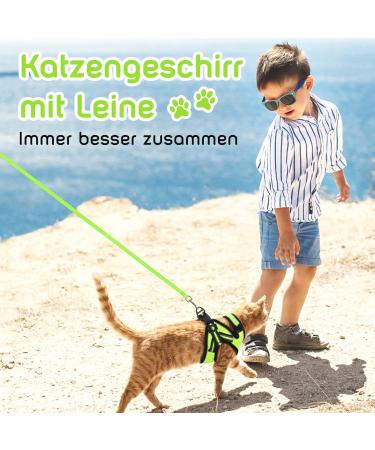 Aokcats Adjustable Soft Reflective Cat Harness Set with Leash & Dishes - Leak-Proof Design for Kittens & Rabbits - Light Green - Buy Online on GoSupps.com