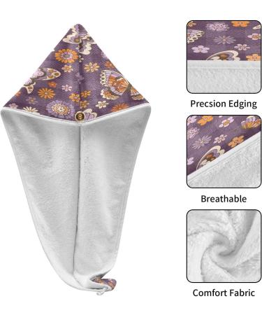 Flower Butterfly Dry Hair Cap Set | 2 Piece Quick Drying Towel & Button Headband | Super Absorbent & Soft - Buy Online on GoSupps.com