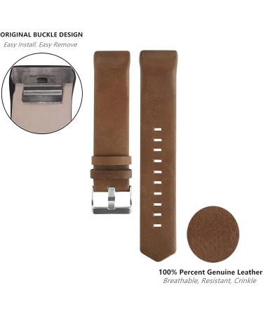 Compatible for Fitbit Charge 2 Bands  VOMA Genuine Leather Replacement Wristband Strap for Fitbit Charge 2 HR Women Men Chocolate Brown - Buy Online on GoSupps.com