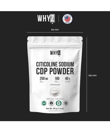 Pure Citicoline CDP Choline Powder Unflavored Choline Supplement for Focus Memory & Cognitive Support Smooth Mixing Non-GMO Vegan No Additives 40 g - Buy Online on GoSupps.com